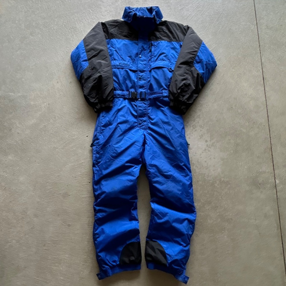 Vintage 90s Columbia One Piece Ski Suit Mens Medium Blue Radial Sleeve Snow Suit